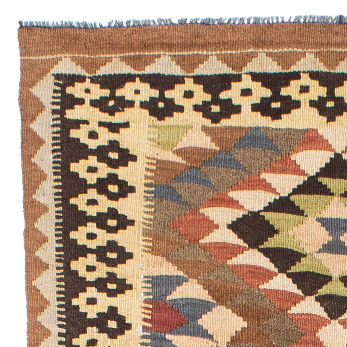 Runner Kelim Carpet - orientalisk matta - 207 x 85 cm - ljusbrun