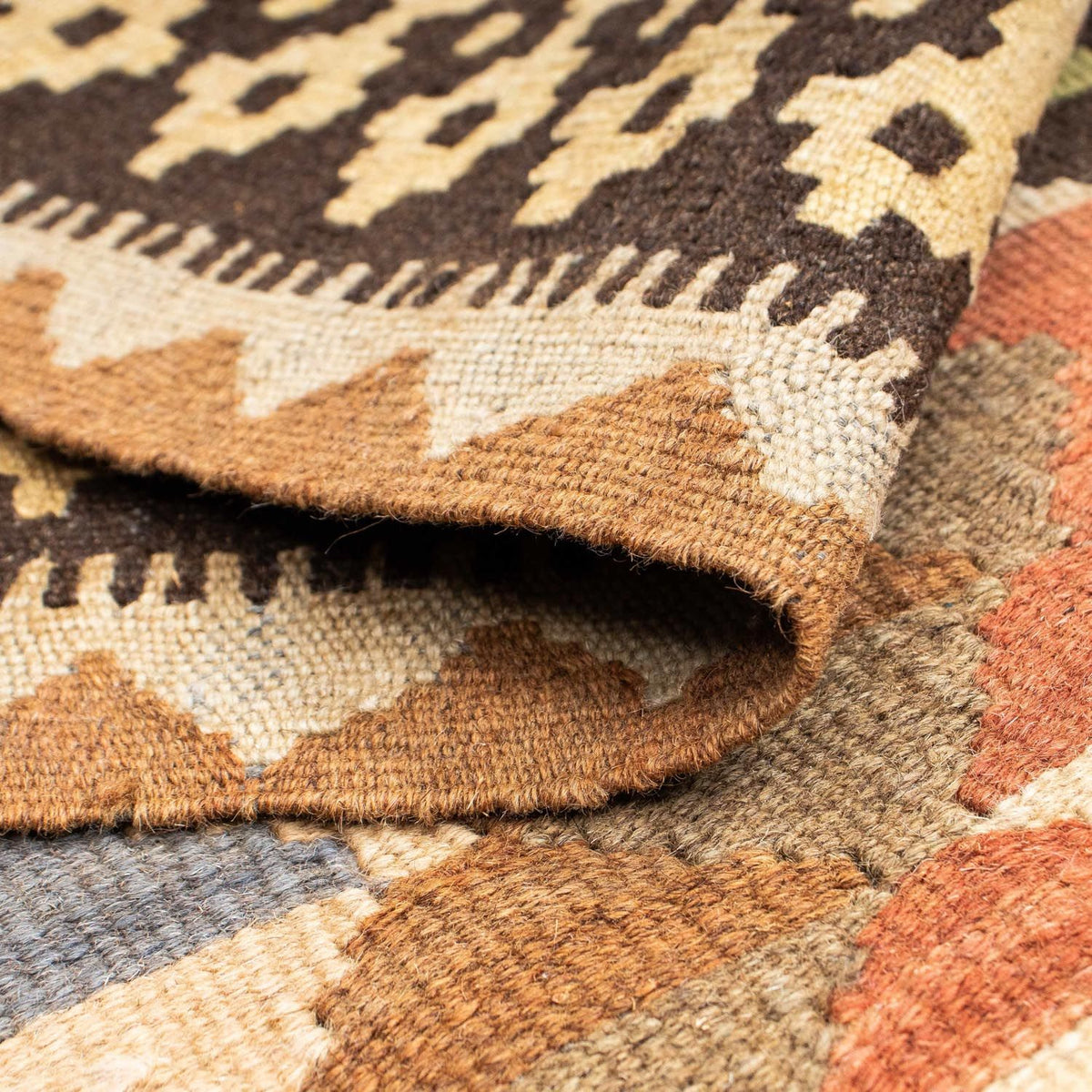 Runner Kelim Carpet - orientalisk matta - 207 x 85 cm - ljusbrun