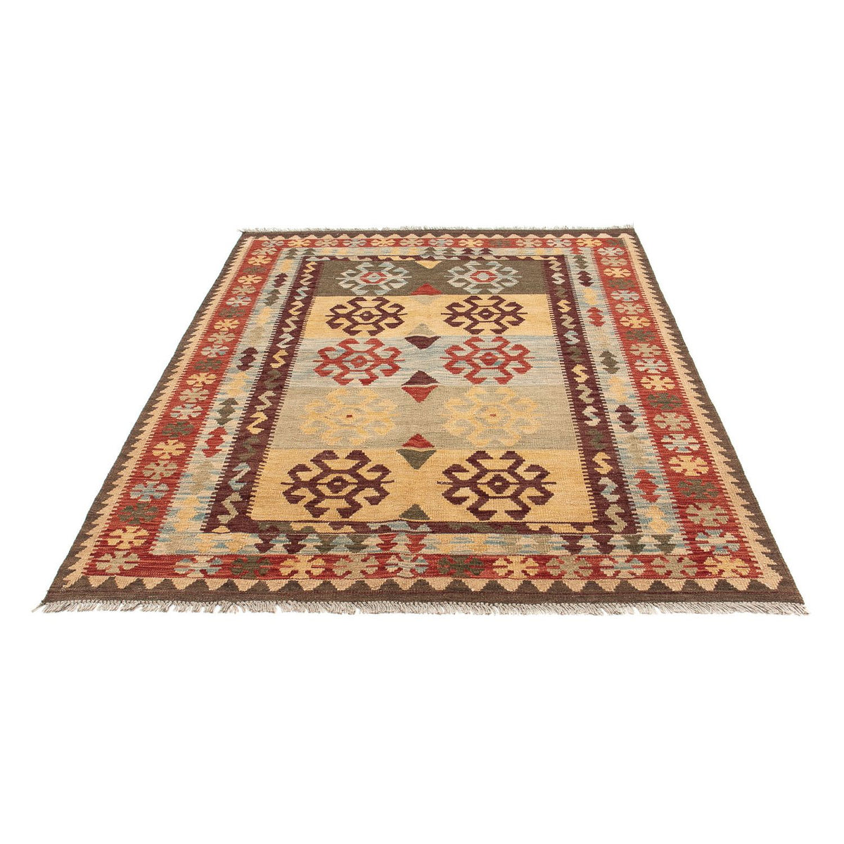 Kelim Carpet - orientalisk matta - 196 x 151 cm - flerfärgad