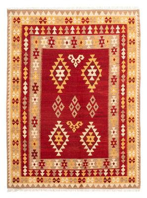 Kelim Carpet - orientalisk matta - 252 x 178 cm - mörkröd