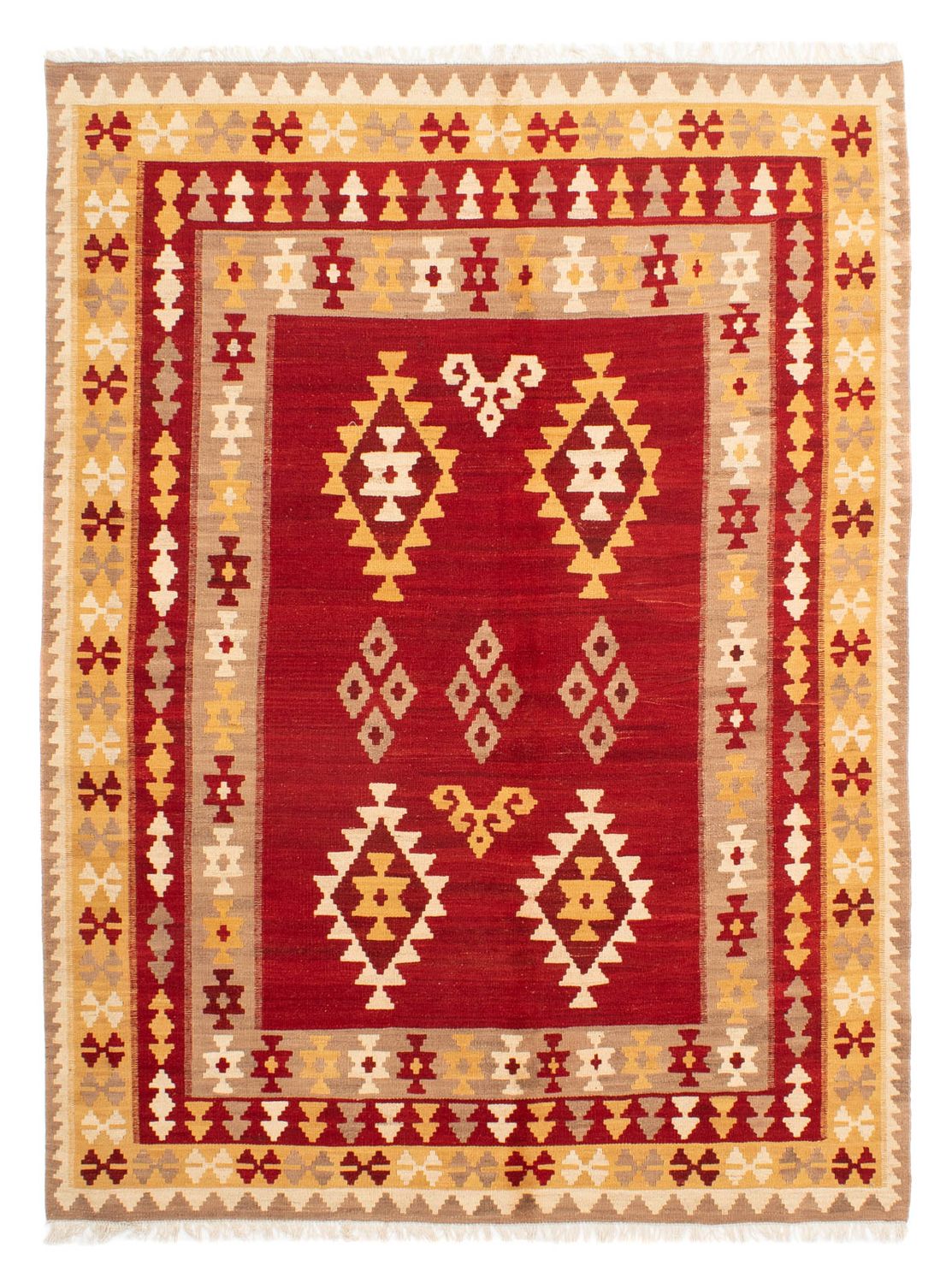 Kelim Carpet - orientalisk matta - 252 x 178 cm - mörkröd