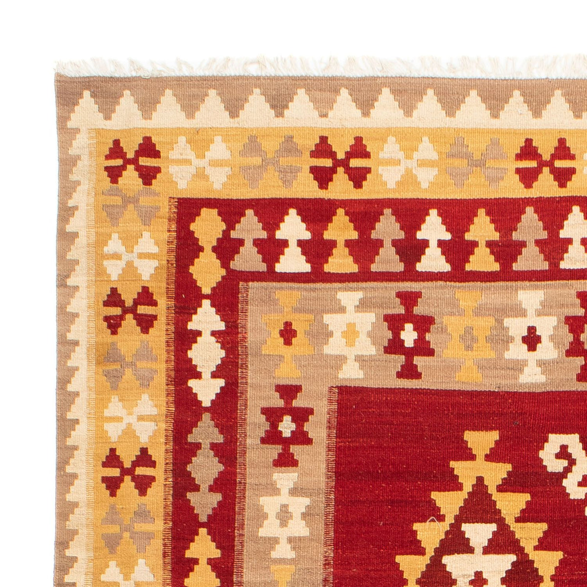 Kelim Carpet - orientalisk matta - 252 x 178 cm - mörkröd