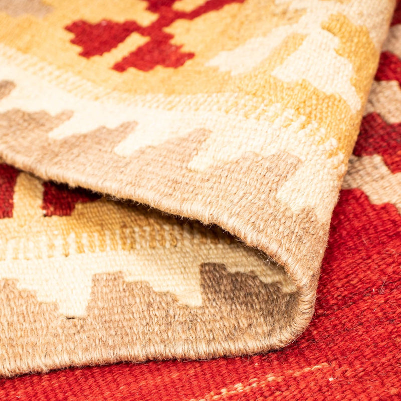 Kelim Carpet - orientalisk matta - 252 x 178 cm - mörkröd