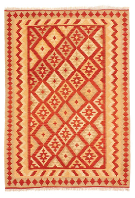 Kelim Carpet - orientalisk matta - 206 x 152 cm - mörkröd
