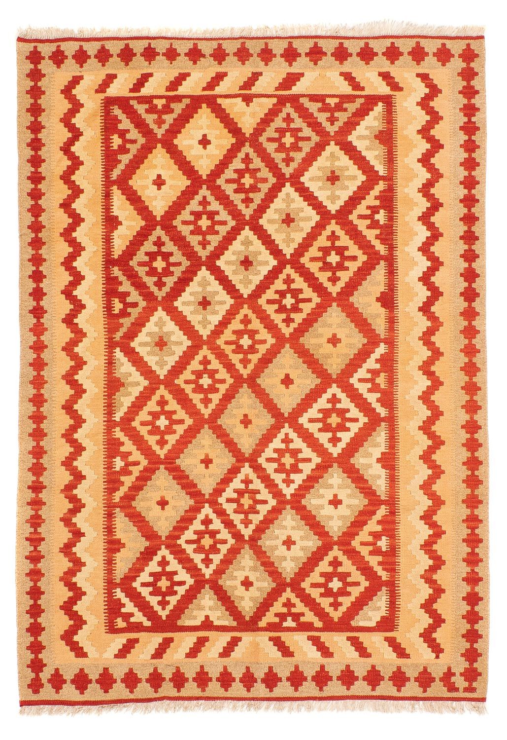 Kelim Carpet - orientalisk matta - 206 x 152 cm - mörkröd