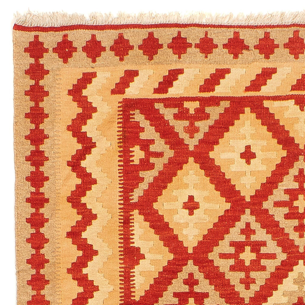 Kelim Carpet - orientalisk matta - 206 x 152 cm - mörkröd