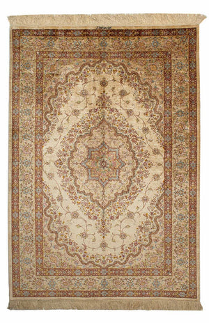 Silk Carpet - Ghom Silk - Premium - 188 x 130 cm - beige