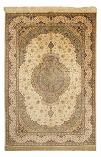 Silk Carpet - Ghom Silk - Premium - 197 x 131 cm - beige