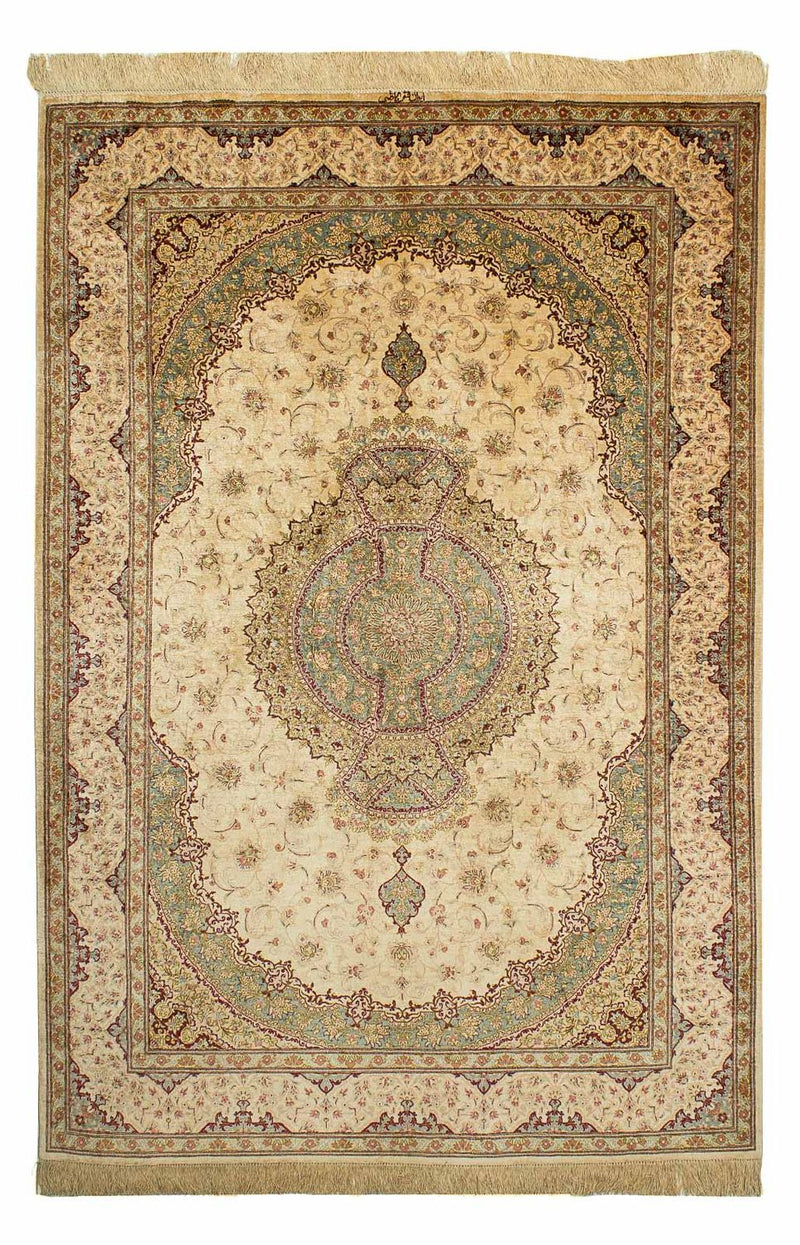 Silk Carpet - Ghom Silk - Premium - 197 x 131 cm - beige