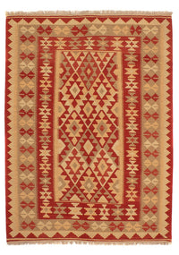 Kelim Carpet - orientalisk matta - 198 x 146 cm - mörkröd