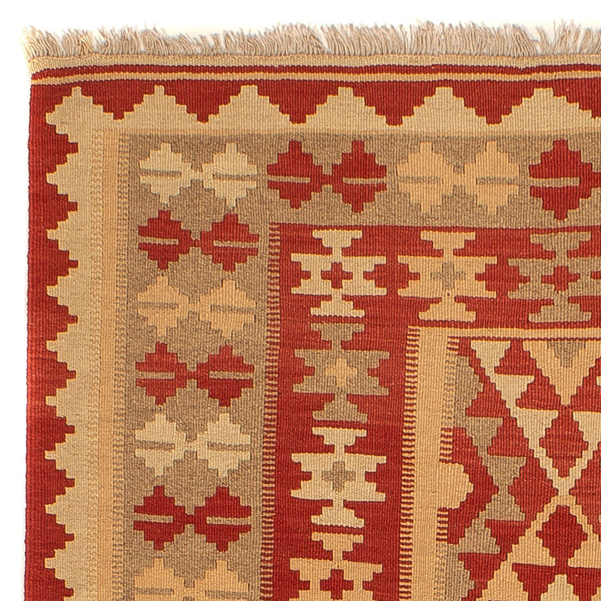 Kelim Carpet - orientalisk matta - 198 x 146 cm - mörkröd