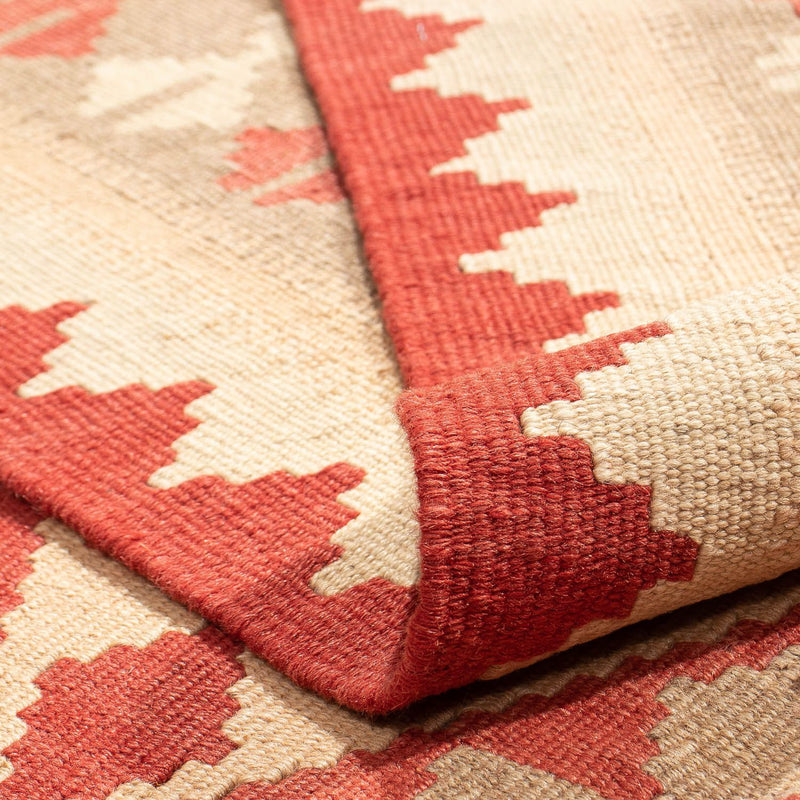 Kelim Carpet - orientalisk matta - 198 x 146 cm - mörkröd