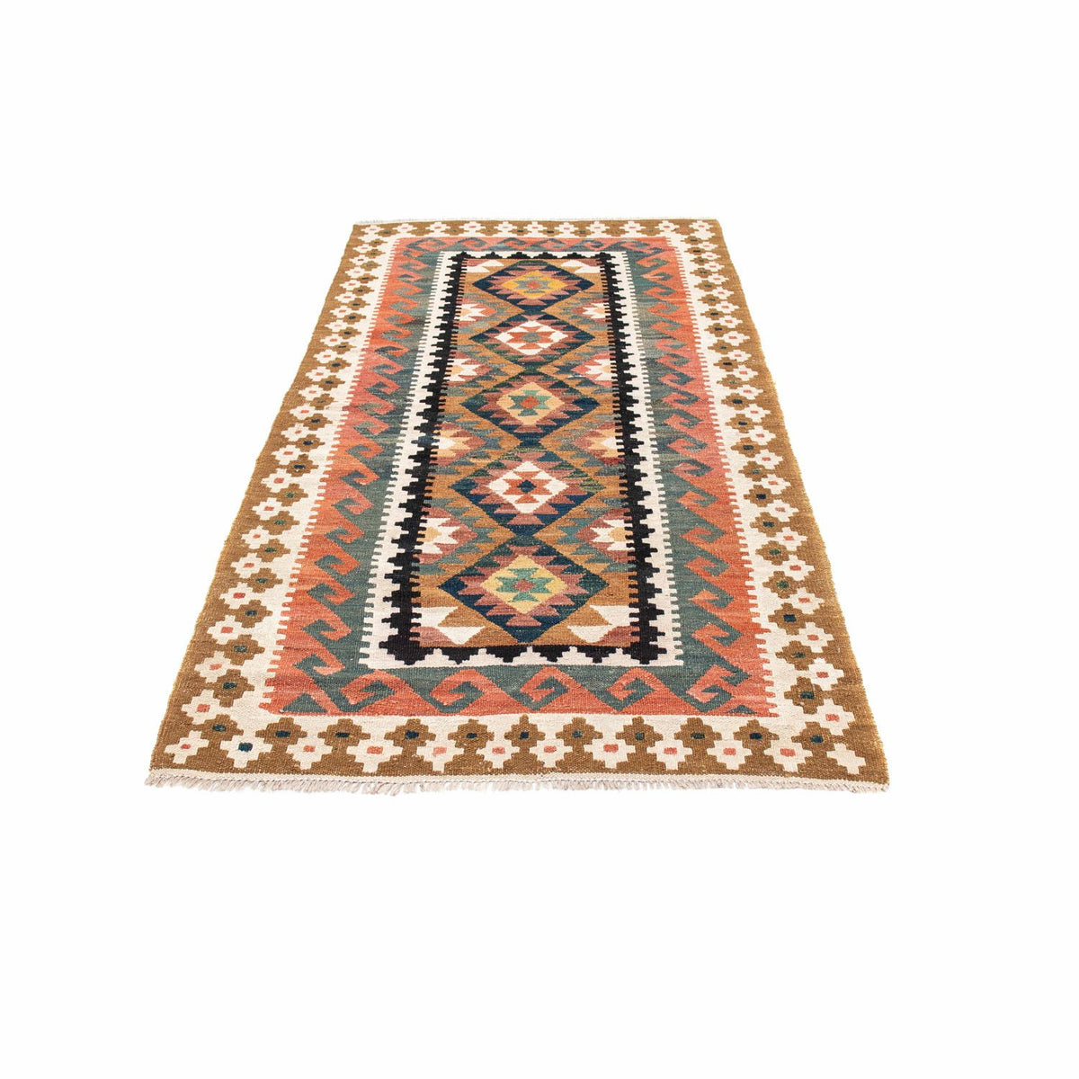 Runner Kelim Carpet - orientalisk matta - 200 x 101 cm - ljusbrun