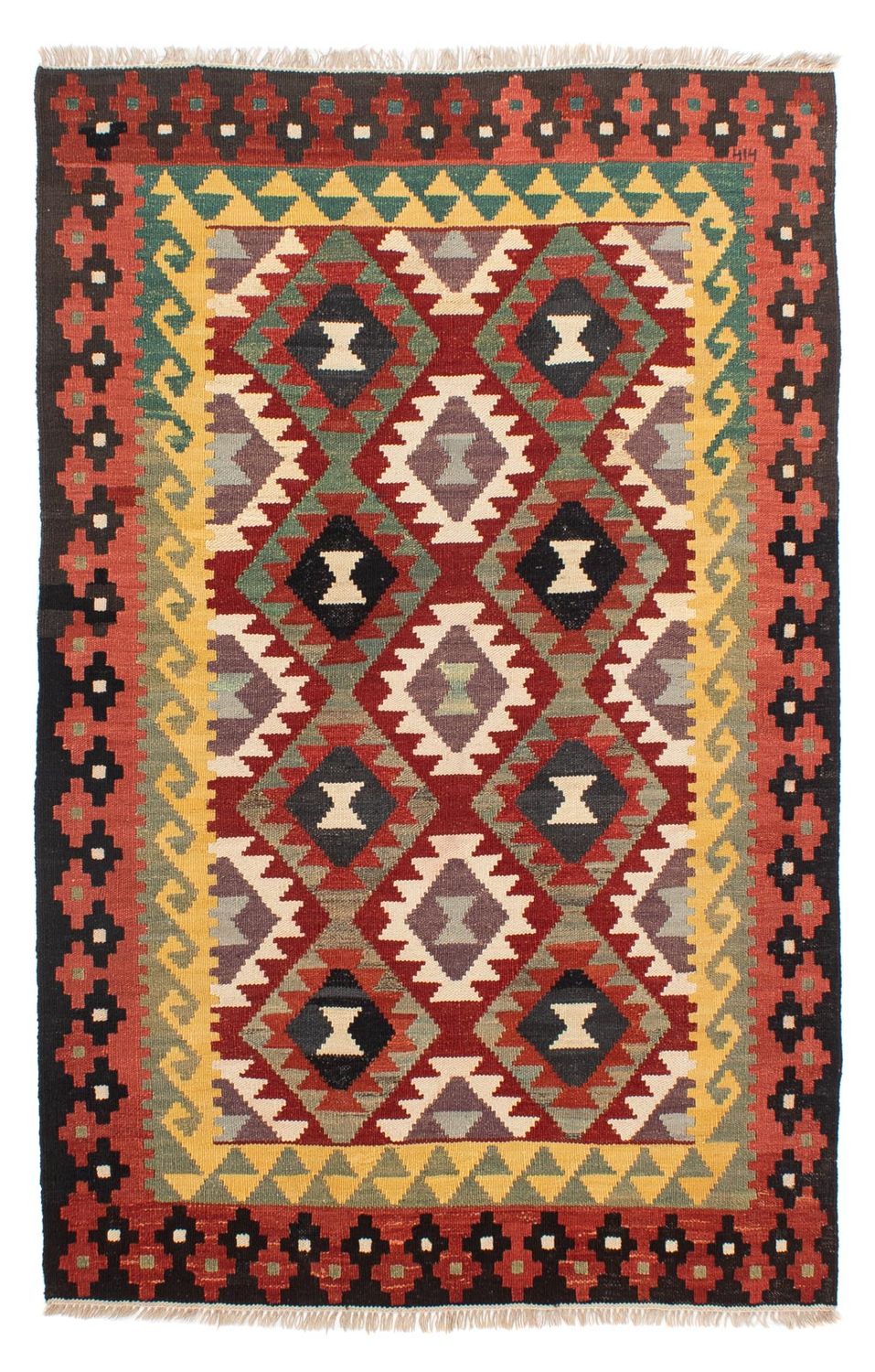 Kelim Carpet - Splash - 194 x 126 cm - flerfärgad