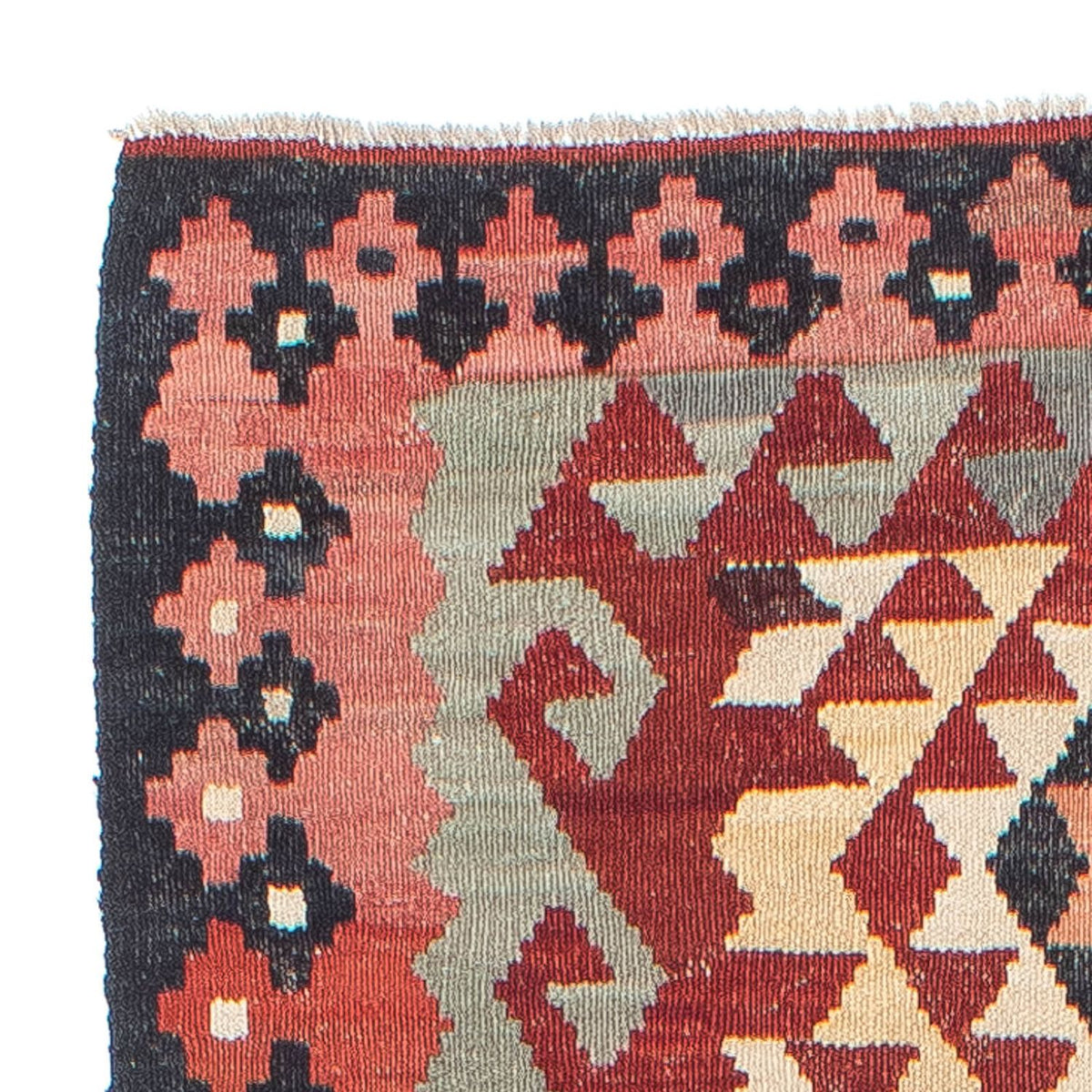 Runner Kelim Carpet - Splash - 285 x 87 cm - ljusröd