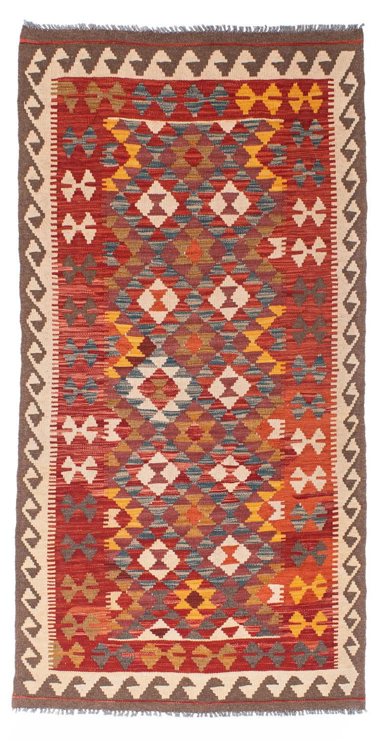 Runner Kelim Carpet - orientalisk matta - 195 x 98 cm - röd