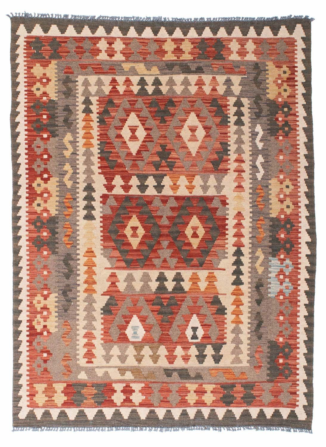 Kelim Carpet - orientalisk matta - 194 x 147 cm - ljusröd