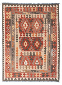 Kelim Carpet - orientalisk matta - 194 x 147 cm - ljusröd