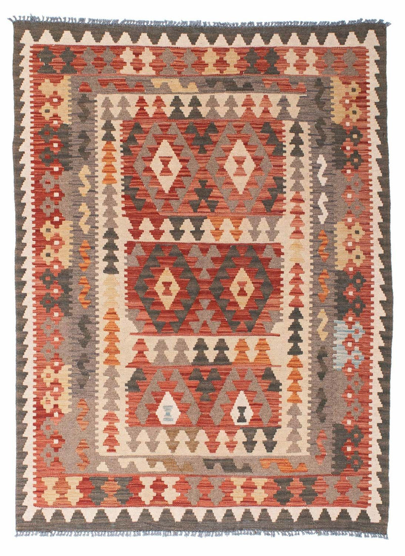 Kelim Carpet - orientalisk matta - 194 x 147 cm - ljusröd