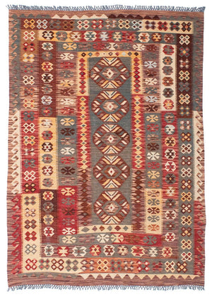 Kelim Carpet - orientalisk matta - 195 x 145 cm - flerfärgad
