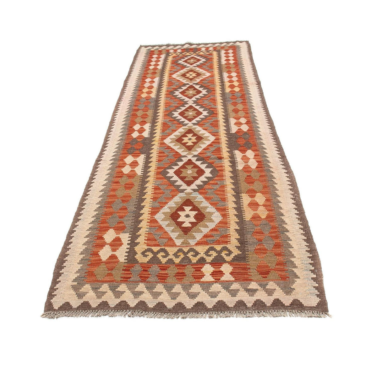 Runner Kelim Carpet - Splash - 310 x 97 cm - rost