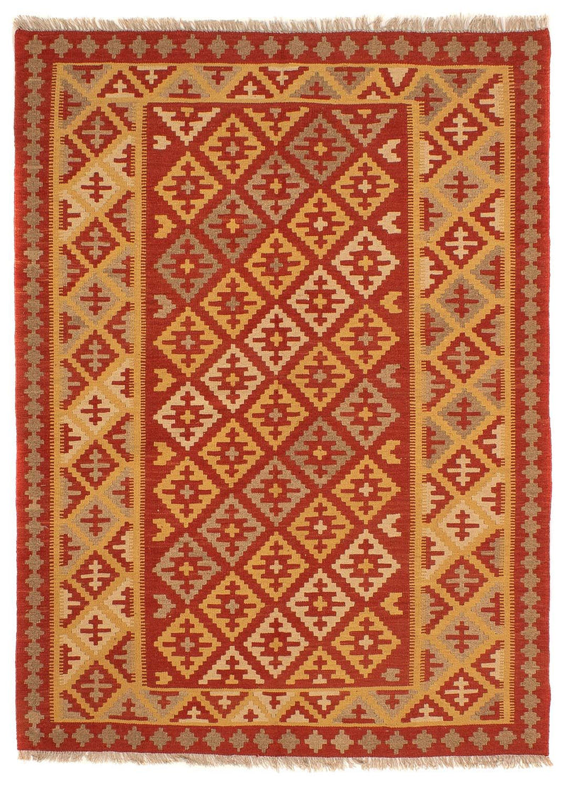 Kelim Carpet - orientalisk matta - 205 x 150 cm - mörkröd