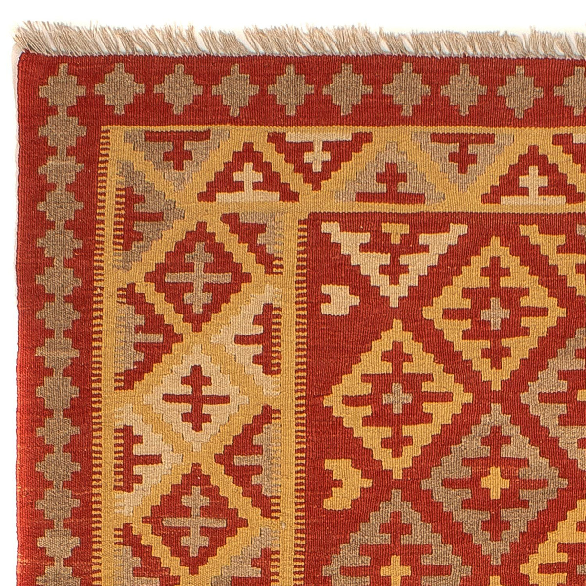 Kelim Carpet - orientalisk matta - 205 x 150 cm - mörkröd