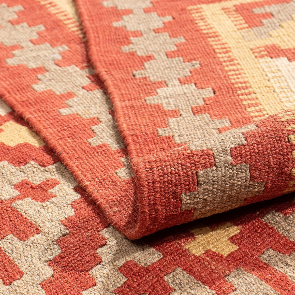 Kelim Carpet - orientalisk matta - 205 x 150 cm - mörkröd