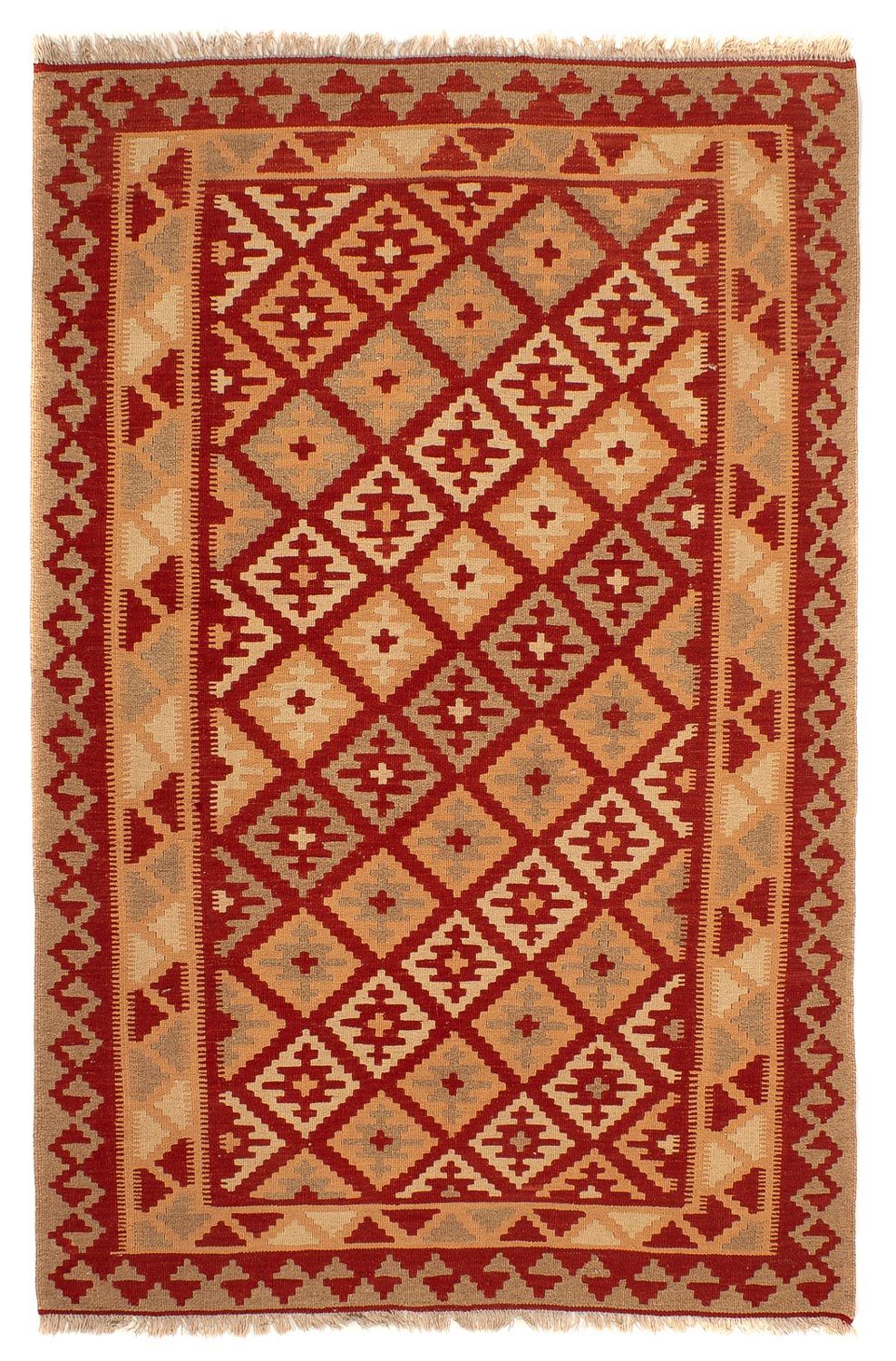 Kelim Carpet - orientalisk matta - 212 x 145 cm - mörkröd