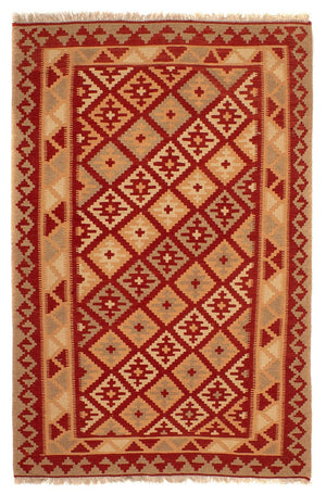 Kelim Carpet - orientalisk matta - 212 x 145 cm - mörkröd