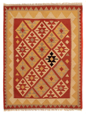 Kelim Carpet - orientalisk matta - 198 x 150 cm - röd