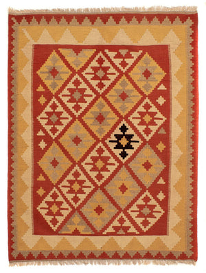 Kelim Carpet - orientalisk matta - 198 x 150 cm - röd