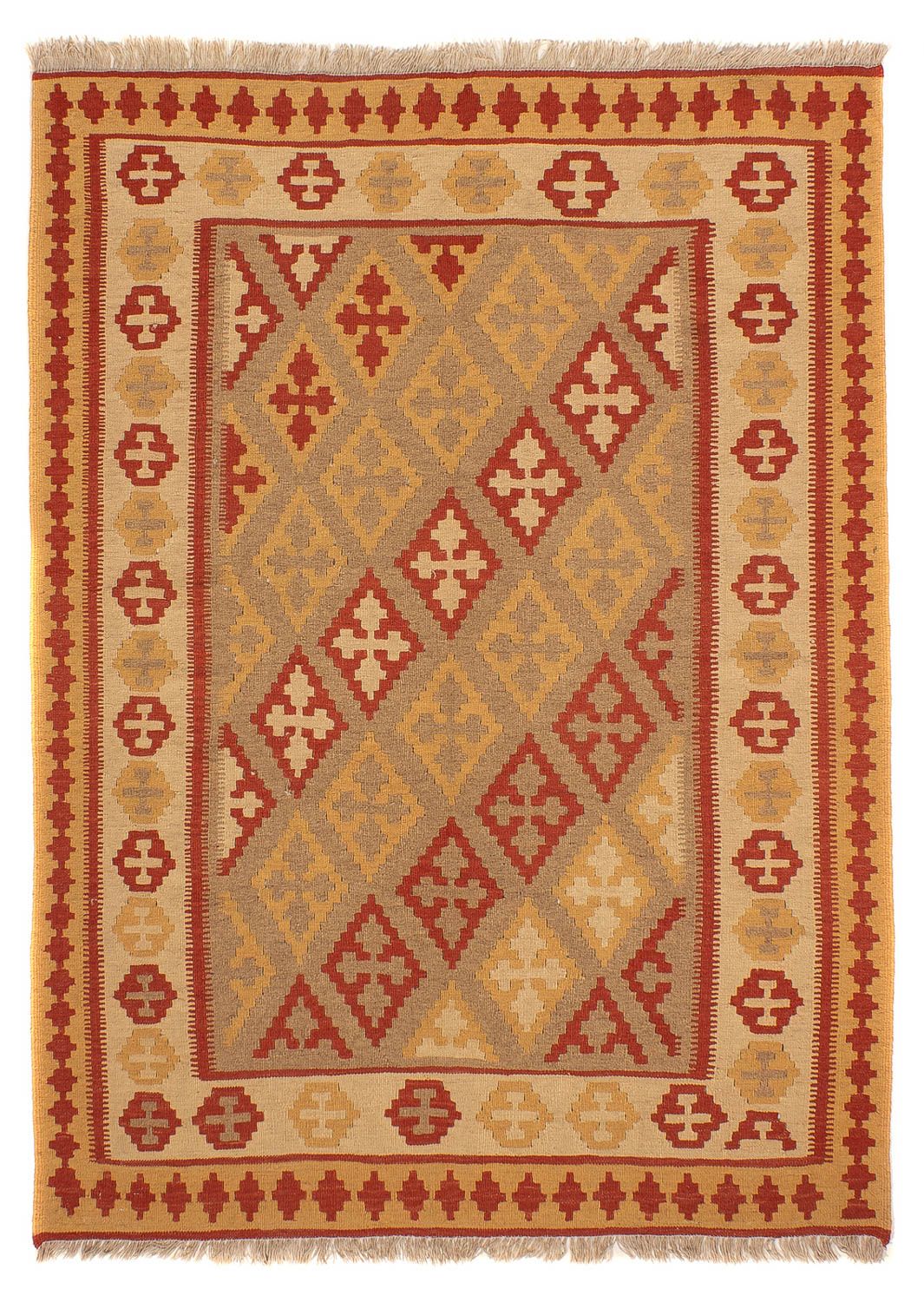 Kelim Carpet - orientalisk matta - 198 x 146 cm - ljusbrun