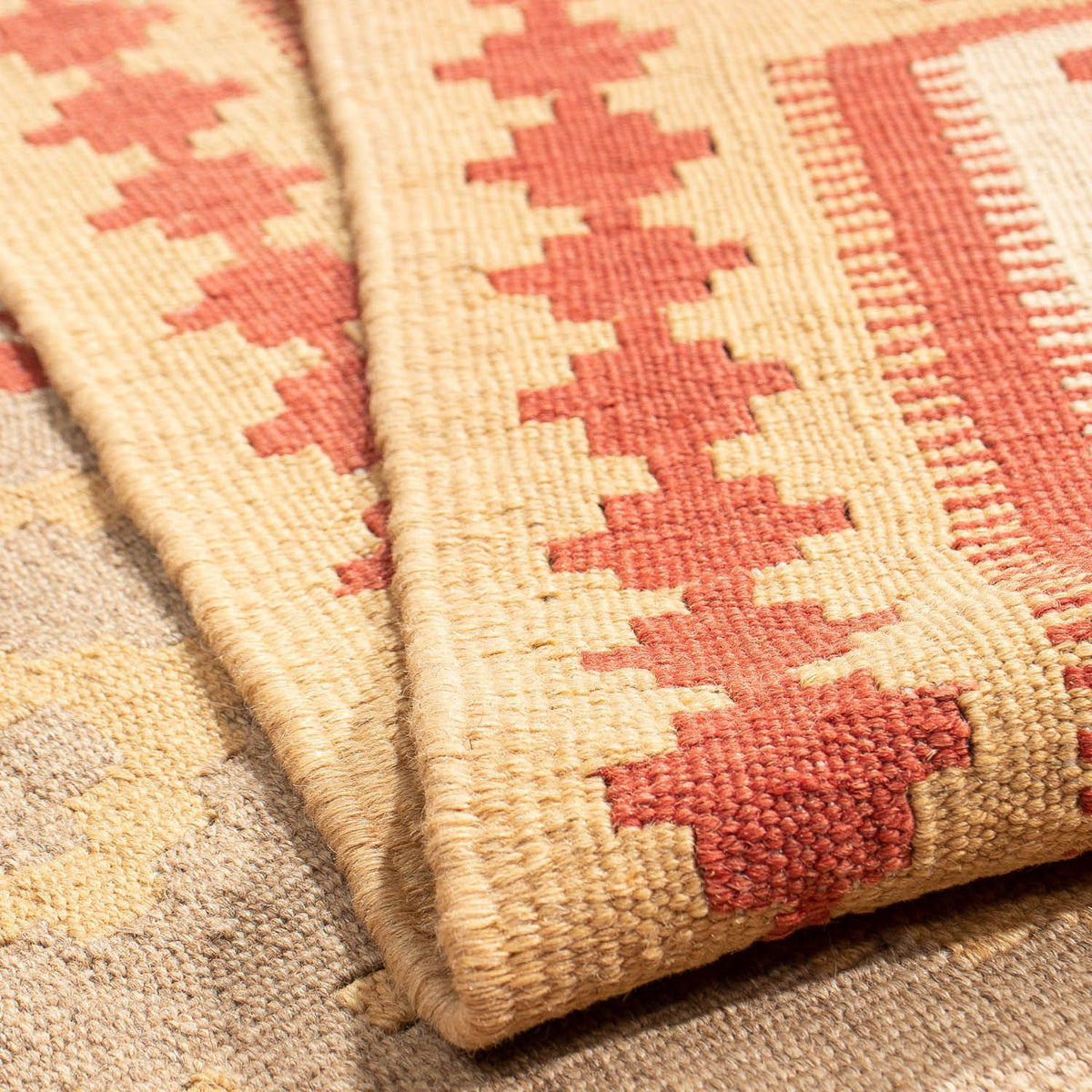 Kelim Carpet - orientalisk matta - 198 x 146 cm - ljusbrun