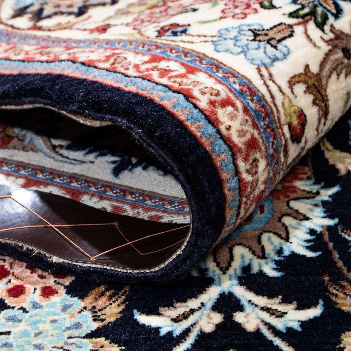 Persisk matta - Ghom - 210 x 140 cm - mörkblå