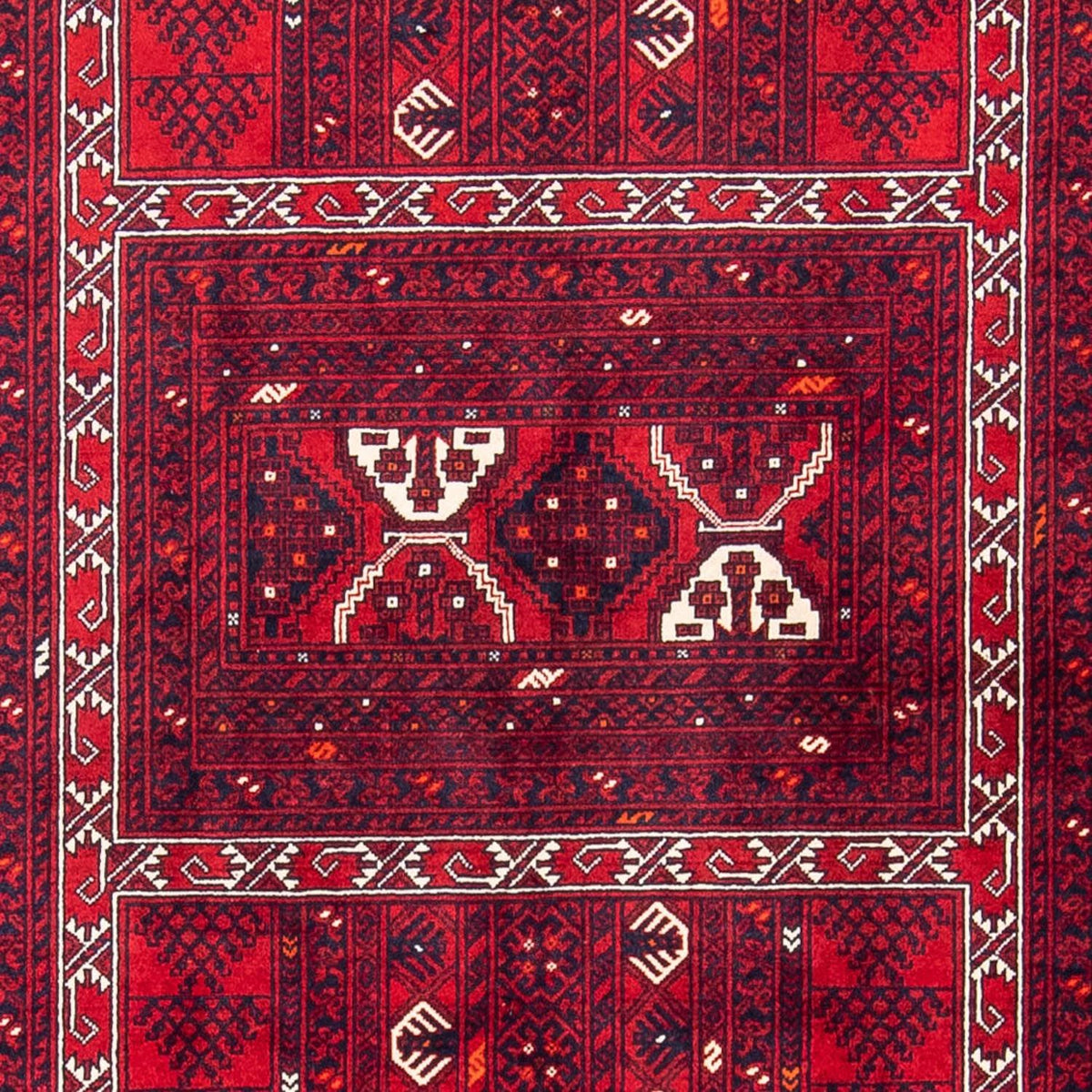 Turkaman-matta - 249 x 160 cm - mörkröd