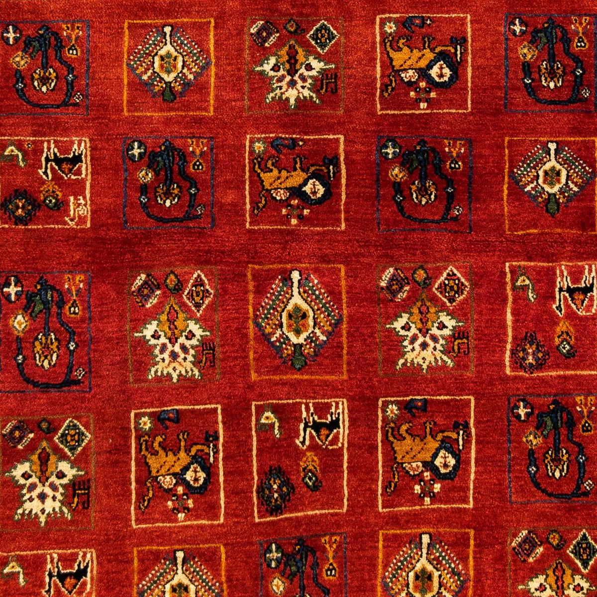 Gabbeh-matta - Kashkuli Persiska - 214 x 145 cm - mörkröd