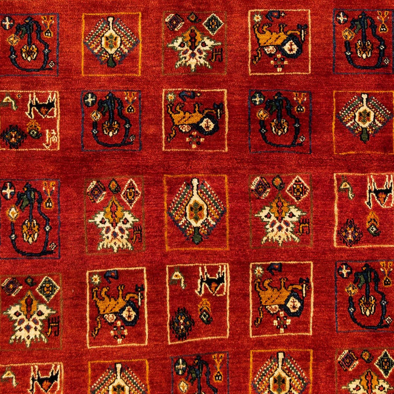 Gabbeh-matta - Kashkuli Persiska - 214 x 145 cm - mörkröd