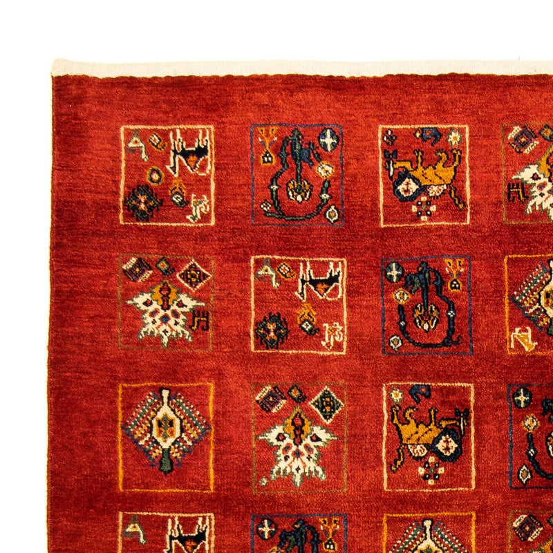 Gabbeh-matta - Kashkuli Persiska - 214 x 145 cm - mörkröd