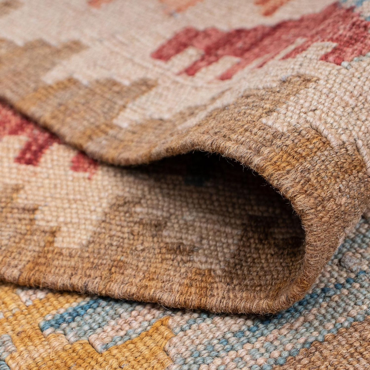 Runner Kelim Carpet - Splash - 390 x 76 cm - ljusröd