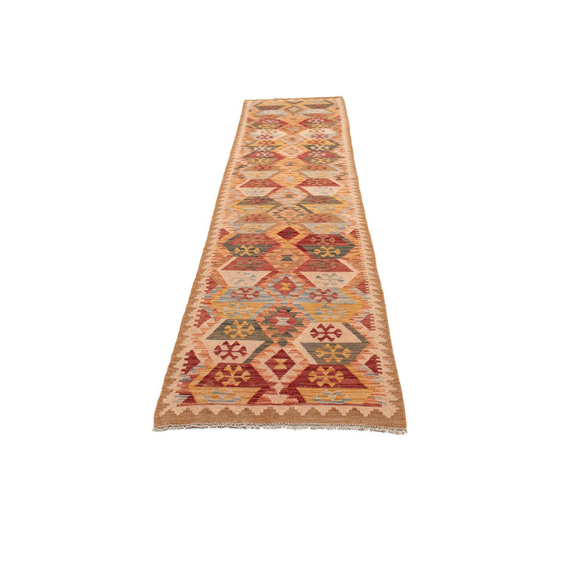 Runner Kelim Carpet - Splash - 390 x 76 cm - ljusröd