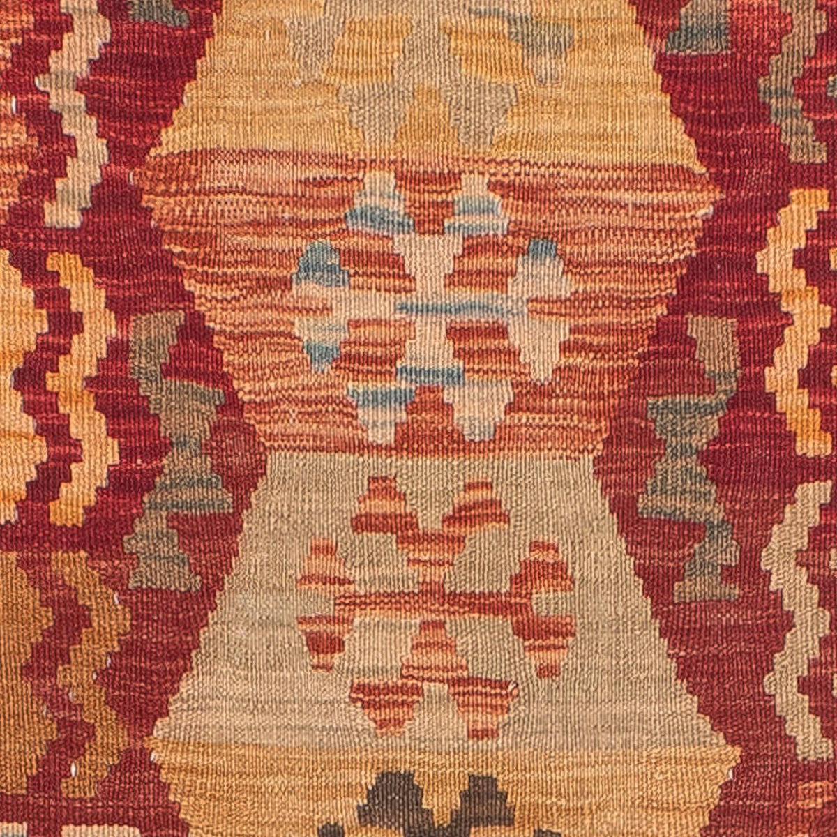 Runner Kelim Carpet - Splash - 389 x 76 cm - röd