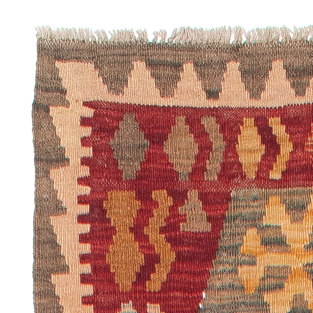 Runner Kelim Carpet - Splash - 389 x 76 cm - röd