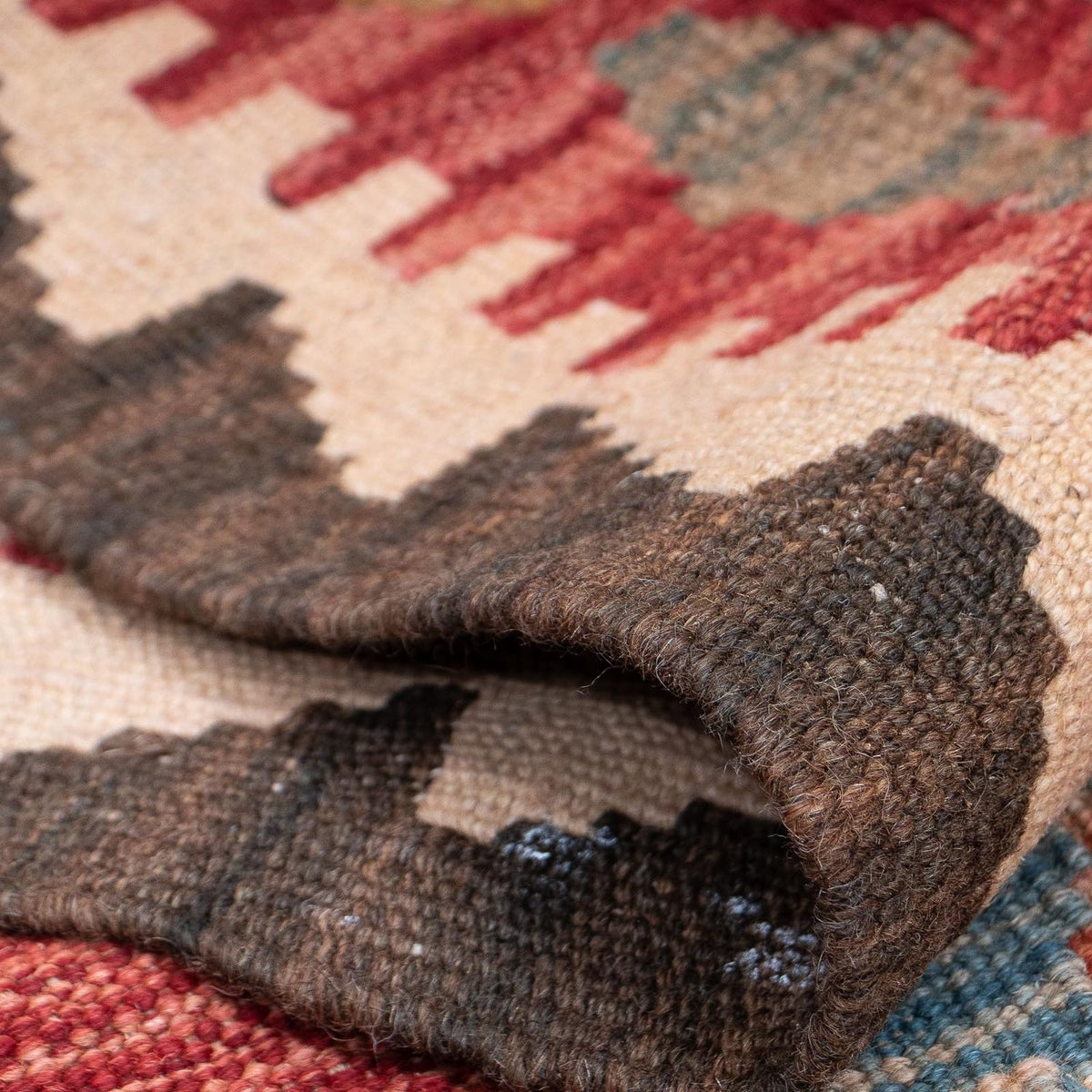 Runner Kelim Carpet - Splash - 389 x 76 cm - röd