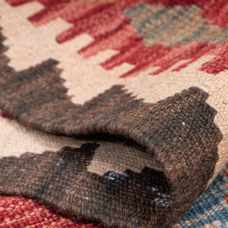 Runner Kelim Carpet - Splash - 389 x 76 cm - röd