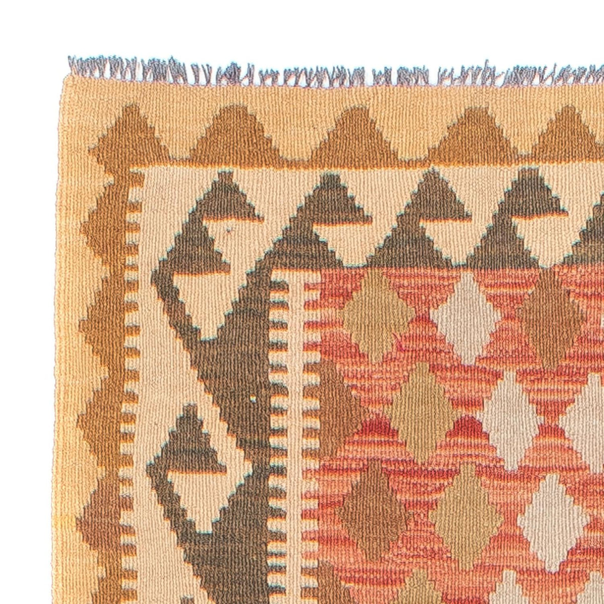 Runner Kelim Carpet - Splash - 300 x 82 cm - ljusröd