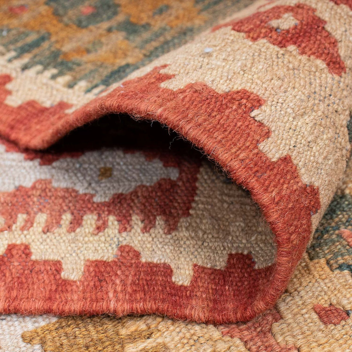 Runner Kelim Carpet - Splash - 309 x 93 cm - ljusröd