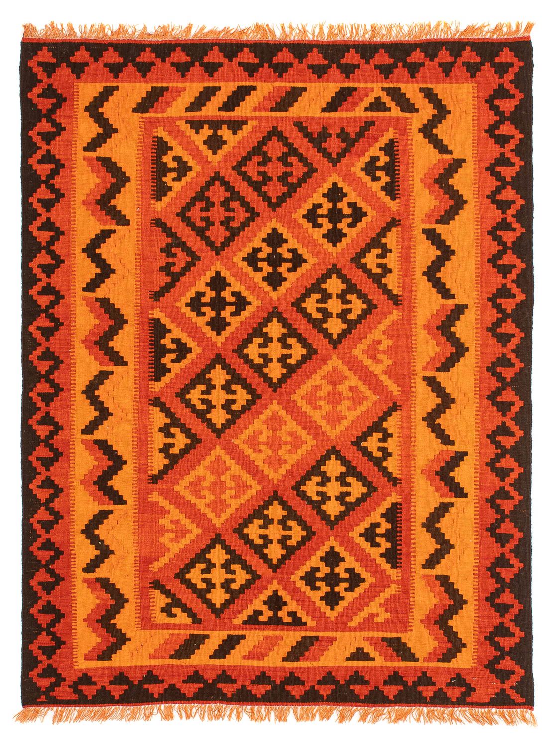 Kelim Carpet - orientalisk matta - 194 x 150 cm - ljusröd