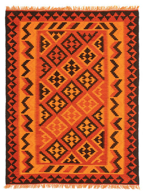 Kelim Carpet - orientalisk matta - 194 x 150 cm - ljusröd