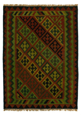 Kelim Carpet - orientalisk matta - 197 x 148 cm - mörkgrön